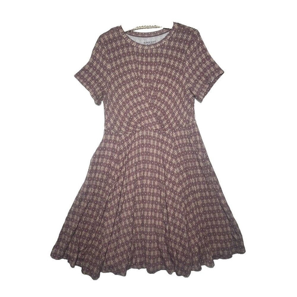 Torrid Mauve Pink Aztec print Waist Overlap‎ Midi Dress Short Sleeve Size L